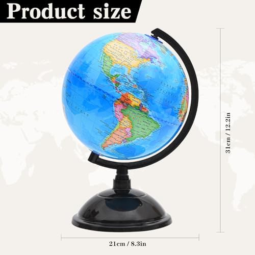 World Globe for Kids Learning - 8 inch Interactive Earth Globe with Stand for children Educational Geography, Spinning World Globes Map Decorative Kids Room, Classroom, Desk, Office, Home - Image 2