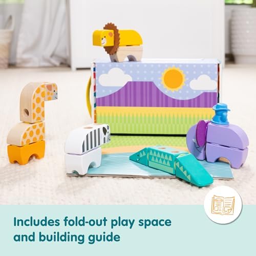 Melissa & Doug Blockables™ Safari Snap and Play, Mix and Match Connectable Wooden Building Blocks Play Set Toy for Preschool Boys and Girls (34 Pcs) - Image 3
