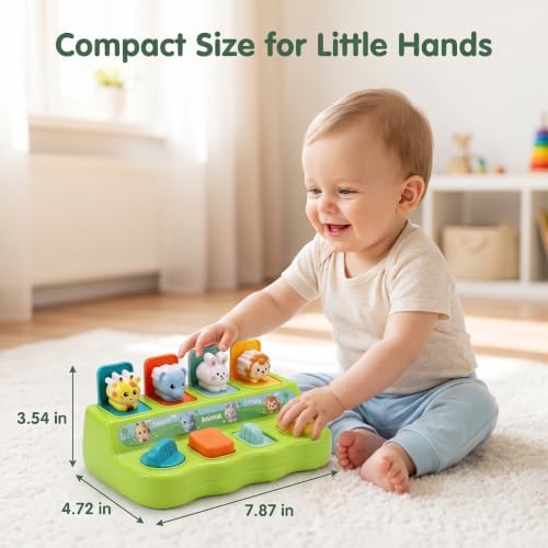 Montessori Interactive Pop-Up Animal Toy, Cause & Effect Learning Toy with 4 Switches, Surprise Animal Sensory Play for Baby Boys & Girls 6–18 Months - Image 2