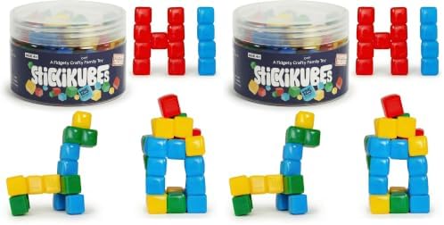 StickiKubes 250-Pack, 4 Colors, Mini Sticky Stacking Cubes, STEM Blocks by KomarcGames