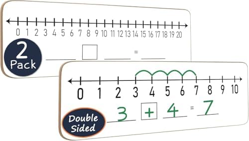 SCRIBBLEDO Dry Erase Number Line Board 12x4” Double Sided 2 Pack Grades 1-2 by Scribbledo