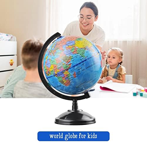 World Globe for Kids Learning - 6 inch Interactive Earth Globe with Stand for Children Students Educational Geography, Spinning World Globes Map Decorative Kids Room Classroom, Desk, Office, Home - Image 4