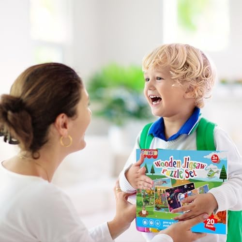 Wooden Puzzles Toys for Kids Ages 3-5, Set of 4 Packs Dinosaur, Space, Transportation Wood Puzzles, Preschool Brain Teaser Toys for Boys and Girls 3 4 5 6 Years Old - Image 7