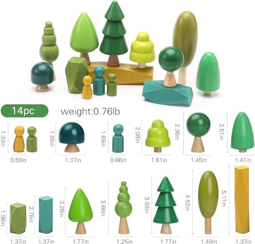 JETMHH Wooden Tree Toys Balancing Stone Blocks | Wooden Sorting Stacking Balancing Stone Rocks for Toddlers 3+ | Lightweight Colorful Educational Toys (Forest) - Image 5