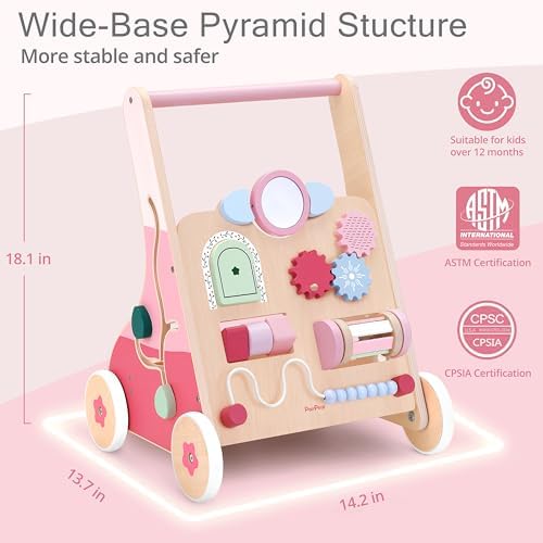 PairPear Wooden Baby Walker, Baby Push Walker Toys Activity Center - Image 2
