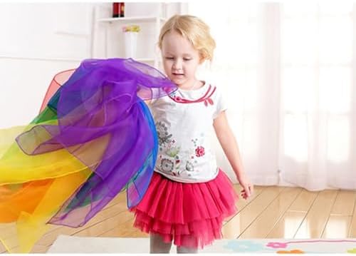 BoAn 12 PCS Dance Juggling Scarves, Silk Square Music Magic Movement Scarves, Children Movement Music Scarf, Colorful for Kids Play- 12 Colors, 24 by 24 Inches - Image 6