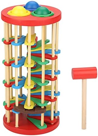 Colorful Wooden Knock Ball Ladder Toy Intelligence Development Kids Children Preschool Gift by Unknown