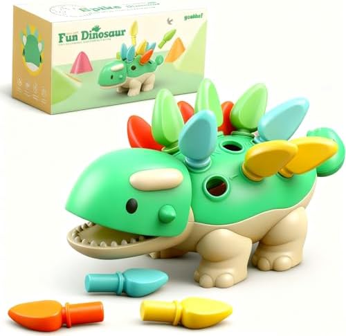 Toddler Montessori Toys Baby Sensory Learning Fine Motor Skills Toy for 6 9 12 Months One Year Old Boy Girl Birthday Gift Ages 1 2 3 4 Kid Dinosaur Educational Toys Sorting Stacking Color Recognition by FeishiDirect