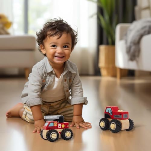 Construction Vehicles for Toddlers, 2 Pcs Wooden Detachable Assemble Cranes and Tractor, Kids Vehicle Toys Hand Push Car Toys for 3 Years Old Boys Girls - Image 6