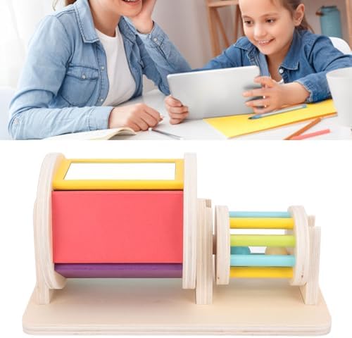Wooden Rotating Sensory Toy with 5 Vibrant Colors for Tummy Time Fine Motor Skills Early Education Beech Wood - Image 3