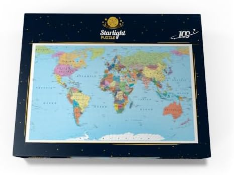 MyPuzzle Color World Map - Borders, Countries, Roads and Cities - Premium 100 Piece Jigsaw Puzzle for Adults - Image 4