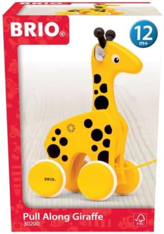 BRIO 30200 Infant & Toddler - Pull Along Giraffe Wood Baby Toy with Bobbing Head for Kids Ages 1 and up, Yellow/Brown - Image 2