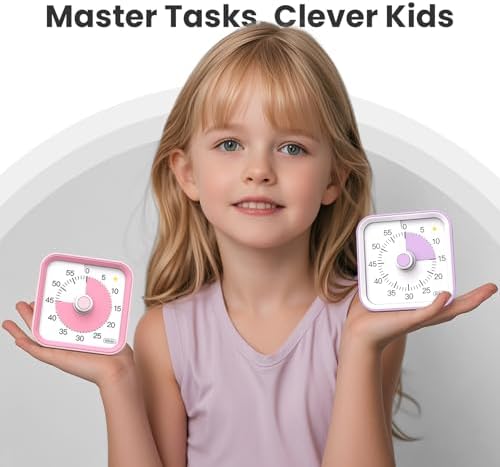 Visual Timer for Kids, Cute Timer with Pause Function, Pink - Image 3