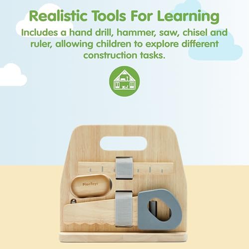 PlanToys® Wooden Handy Carpenter Set Montessori Practical Life Kids Play - Image 2