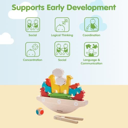 PlanToys® Balancing Boat Wooden Game for Kids Ages 3+ Montessori Fun Set - Image 4