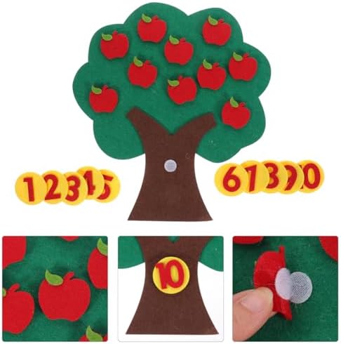 Tofficu Felt Apple Tree Math Area Toy Educational Counting Game for Toddlers Preschool Early Childhood Learning with Mini Toy Apples 10.6 Inch - Image 2