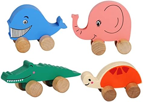 TOWO Wooden Animal Cars for Toddlers, Push and Go Vehicle Toys by Toys+of+Wood+Oxford