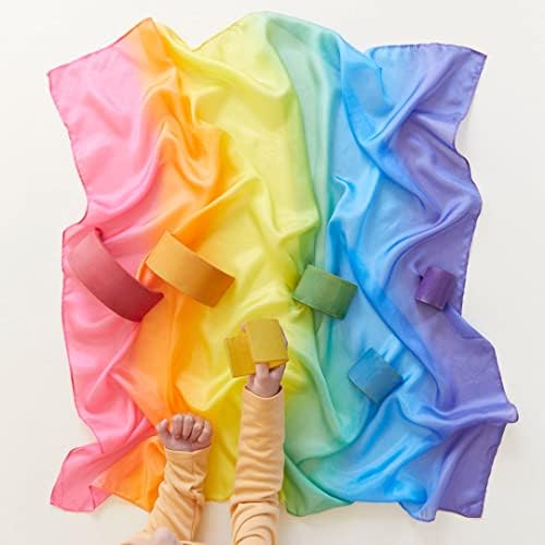 Sarah's Silks Enchanted Playsilk | 100% Silk Sensory Toys for Toddlers | Square Scarves, Montessori and Waldorf Toys for Pretend Play - Rainbow - Image 4