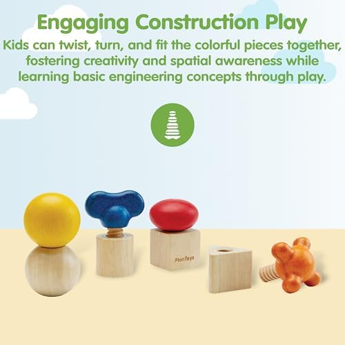 PlanToys® Nuts & Bolts Wooden Toy for Kids Ages 2+ Montessori STEM Set - Image 2
