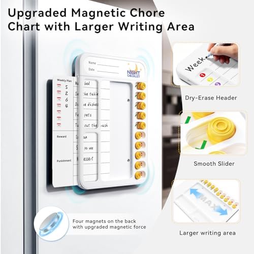 Chore Chart for Kids ADHD Tools to Do List Checklist Magnetic Planning Board with Sliders, Visual Schedule Board with Dry Erase Sheets, Sticker, Marker, Routine Chart for Kids - White - Image 2