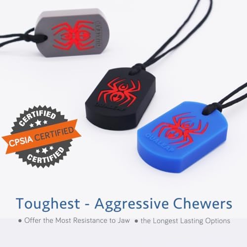 Xtra Tough (XT) Spider Sensory Chew Necklace for Kids (3 Pack) - Chewing Teething Necklace Teether Necklace Chew Toys - Designed for Chewing, Autism Sensory Teether Toy (Toughest - Aggressive Chewer) - Image 2