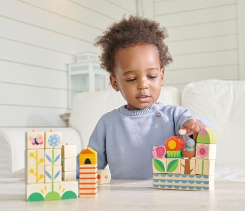 Tender Leaf Toys - Garden Blocks - 25 Pieces Decorative Garden Themed Wooden Stacking Blocks with Peg - Building Blocks, Hand-Eye Coordination Strength & Creative Play - Age 18m+ - Image 6