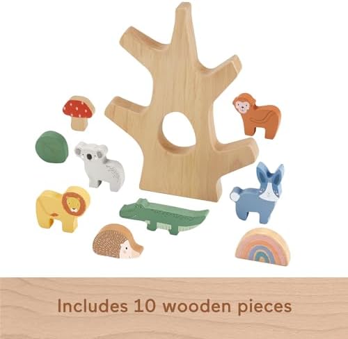 Fisher-Price Preschool Toy Wooden Balance Tree, 10 Wood Pieces for Stacking Developmental Play for Kids Ages 3+ Years - Image 5