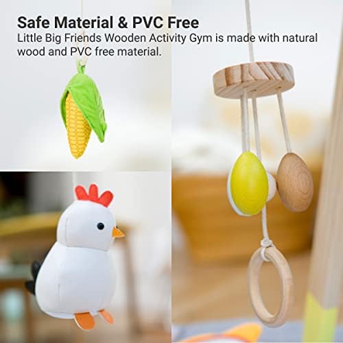 Little Big Friends Wooden Baby Activity Gym – Montessori Play Gym for Babies | Encourages Motor Skills & Sensory Development | Includes Crinkle Fabrics, Wooden Chimes & Hanging Toys – Farm - Image 3