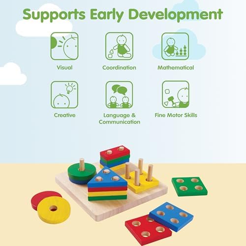 PlanToys® Wooden Shape Sorter Toy for Toddlers, Montessori Kids Learning - Image 6