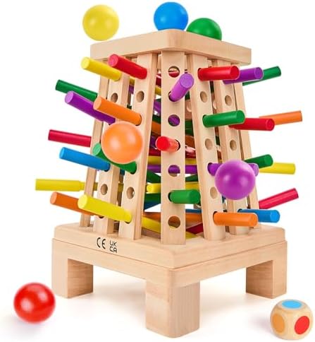 Montessori Board Game for Kids 4-6, Pyramid Wooden Sticks Dice Game by Unknown