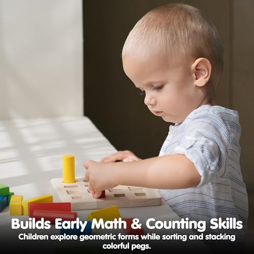 PlanToys® Geometric Peg Board Wooden Shape Sorting Toy for Kids Ages 2+ - Image 6