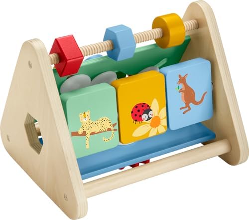 Fisher-Price Wood Baby Toy Activity Triangle, 3-Sided Wooden Fine Motor Developmental Play for Infants Ages 6+ Months​ by Fisher-Price