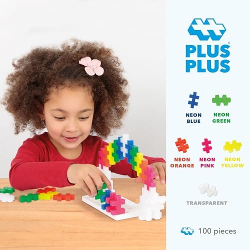 PLUS PLUS Big 100 Piece, Neon Color Mix - Large Blocks for Toddlers - Image 3