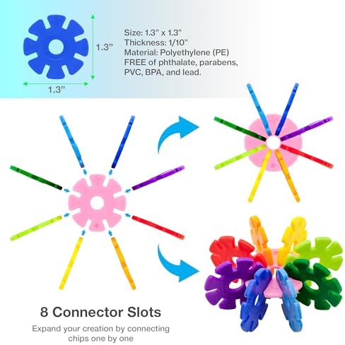 PicassoTiles Building Chip Interlocking Disc Construction Blocks in Blue Color STEM Learning Early Education Toy Engineering Playset Child Brain Development for Toddlers Girls Boys Kids Age 3+ PTF108 - Image 4