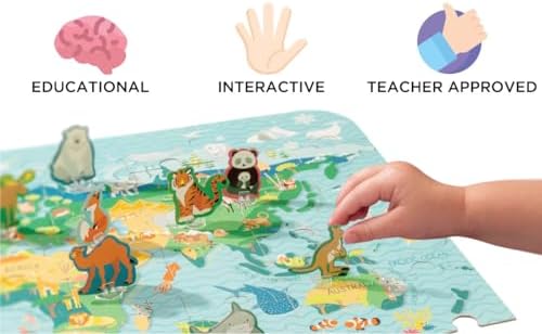 Stephen Joseph, World Map Puzzle Animal Biomes with 3D Animal Pieces – Includes 16 Play Pieces with Fun Facts and Stands, Includes 8.5 x 11 Poster, Jigsaw Puzzle for Girls & Boys 3+ Years - Image 3