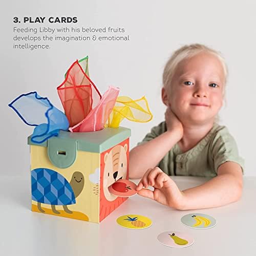 Taf Toys Baby Tissue Box Toy - Montessori Sensory Tissue Box Toy for Toddlers 18+ Months - Includes Play Box, 5 Organza Tissues, Balls & Feeding Cards - Boys&Girls Kids Early Learning Gifts Baby Toys - Image 6