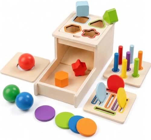 Montessori Toys for 1 Year Old, 4 in 1 Object Permanence Toys for Babies by KDSFT