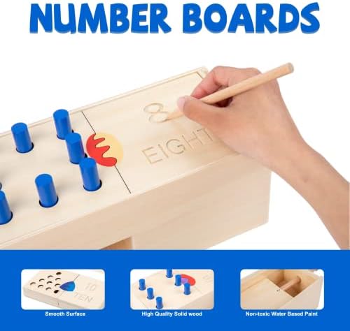 Adena Montessori Toys Wooden Peg Drop Box Tumble Down Counting Pegs Number Games - Fun and Exciting Way to Learn 1-10 Numerals Early Math Skills Development - Image 4