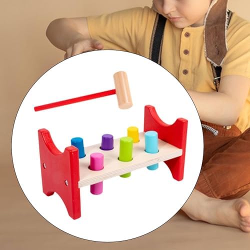 Simhoa Wooden Pounding Bench Toy with Mallet, Rectangle 7.5 x 3.4 x 3.7 in, Fine Motor Skills Activity for Toddlers - Image 3
