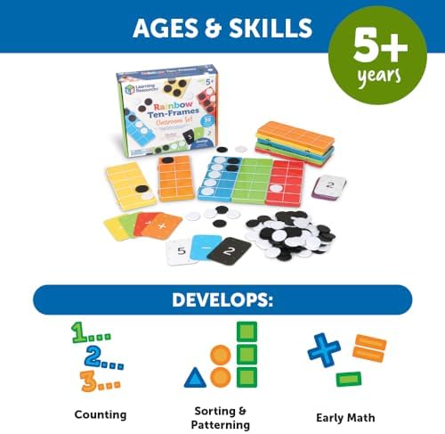 Learning Resources Rainbow Ten-Frames Classroom Set, 140 Pieces - Math Tools for Students Ages 5+, School Supplies and Teacher Resources, Classroom Supplies - Image 5