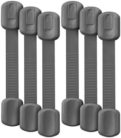 Bates- Child Safety Strap Locks, 6 Pack, Gray, Baby Cabinet Locks by BatesChoice
