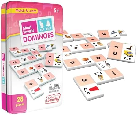 Junior Learning Short Vowel Dominoes - 28 Piece Educational Phonics Games - Image 4