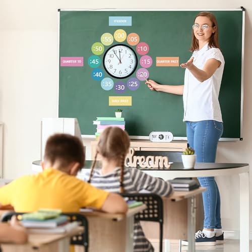 Clock Numbers Bulletin Board Kits, Paper Telling Time Teaching Clock for Kids Labels, Learning to Tell Time Cutouts for Elementary Math Classroom Must Haves (Colorful) - Image 4