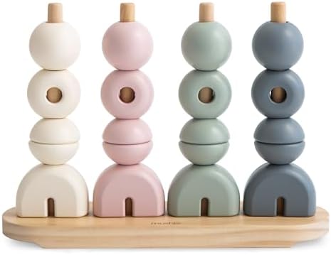 mushie Wooden Multi Shape Stacker | for Kids 3 Years+ | Preschool Educational & Toddler Montessori Toys by mushie