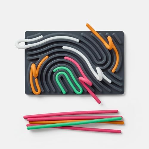 Pushpeel Sensory Activity Board: Silicone Fidget Toy for Calming, Stress, Anxiety, ADHD & Autism | Silent, No Mess | Kids 3+ & Adults | Includes Portable Travel Bag & 11 Strings (Granite) - Image 4