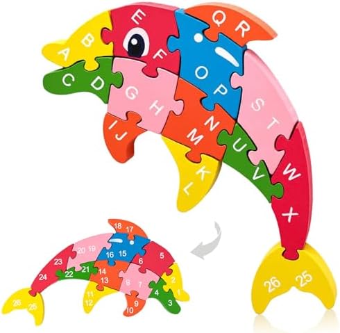LovesTown Puzzle for Kids, Wooden, 3D Dolphin Shape by Lovestown