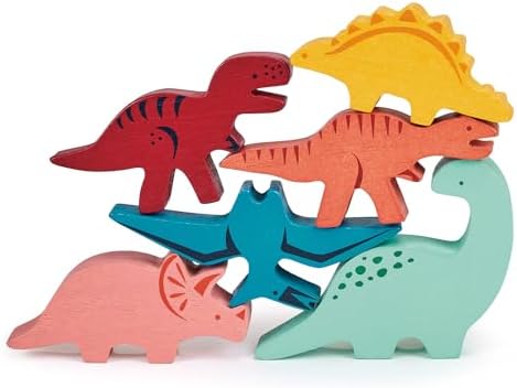 Mentari Toys - Happy Stacking Dinosaurs - 6pc Wooden Stacking Toy for Toddlers - Colorful Dinosaur Balancing Activity Toy with Bag - Boost Fine Motor Skills and Dexterity - Age 18m+ - Image 4
