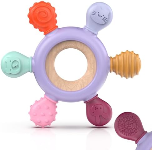 akolik Baby Teething Toys,Teething Relief Teethers Toy for Babies 0-3-6-9-12 Months Old Boys Girls BPA Free Baby Chew Toys Infant Toys Newborn Accessories(Purple) by Unknown