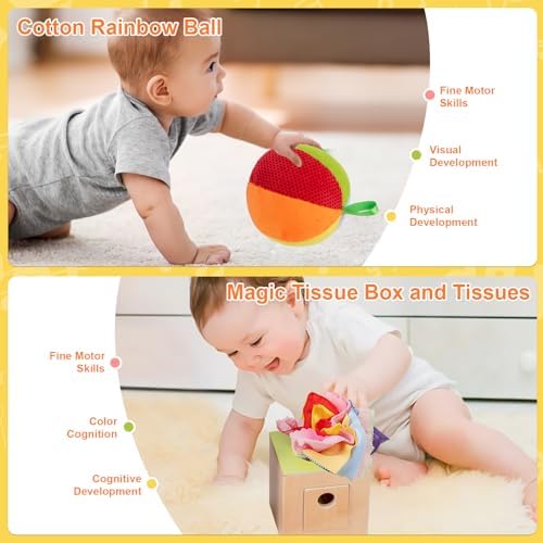 Adena Montessori 8 in 1 Sensory Play Kit 0-6 Months Baby - Image 5