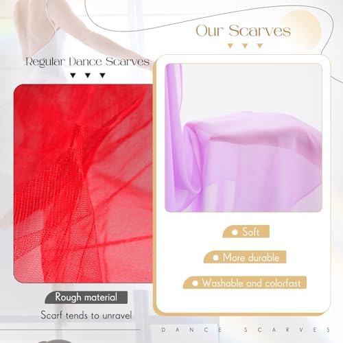 Shyyween 12 Pcs Chiffon Juggling Scarves Dance Scarves Bulk 24 x 24 Inches Colorful Square Soft Scarfs for Music Movement Education Musical Performance Magic Trick Props Accessories - Image 3